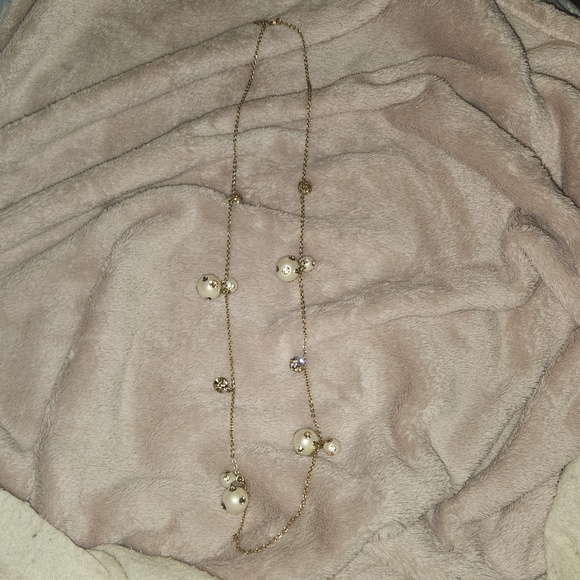NEW Kate Spade Rose Gold Pearl Rhinestone Scatter Necklace - Picture 2 of 4
